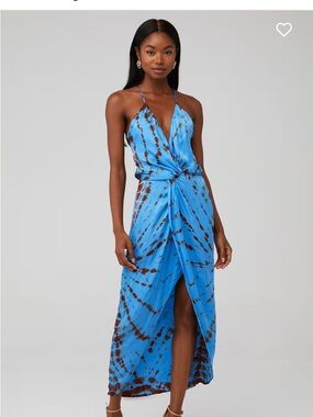 YFB Siren Slip Dress Blue Tie Dye Halter Cutout Midi Maxi Size M